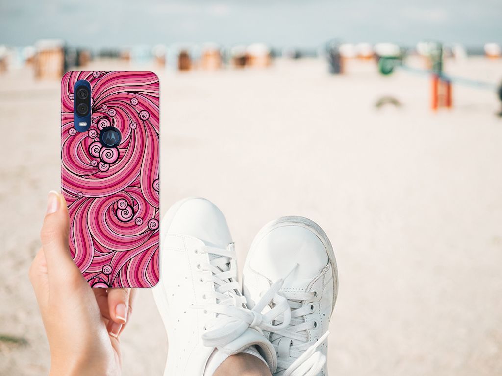 Motorola One Vision Hoesje maken Swirl Pink