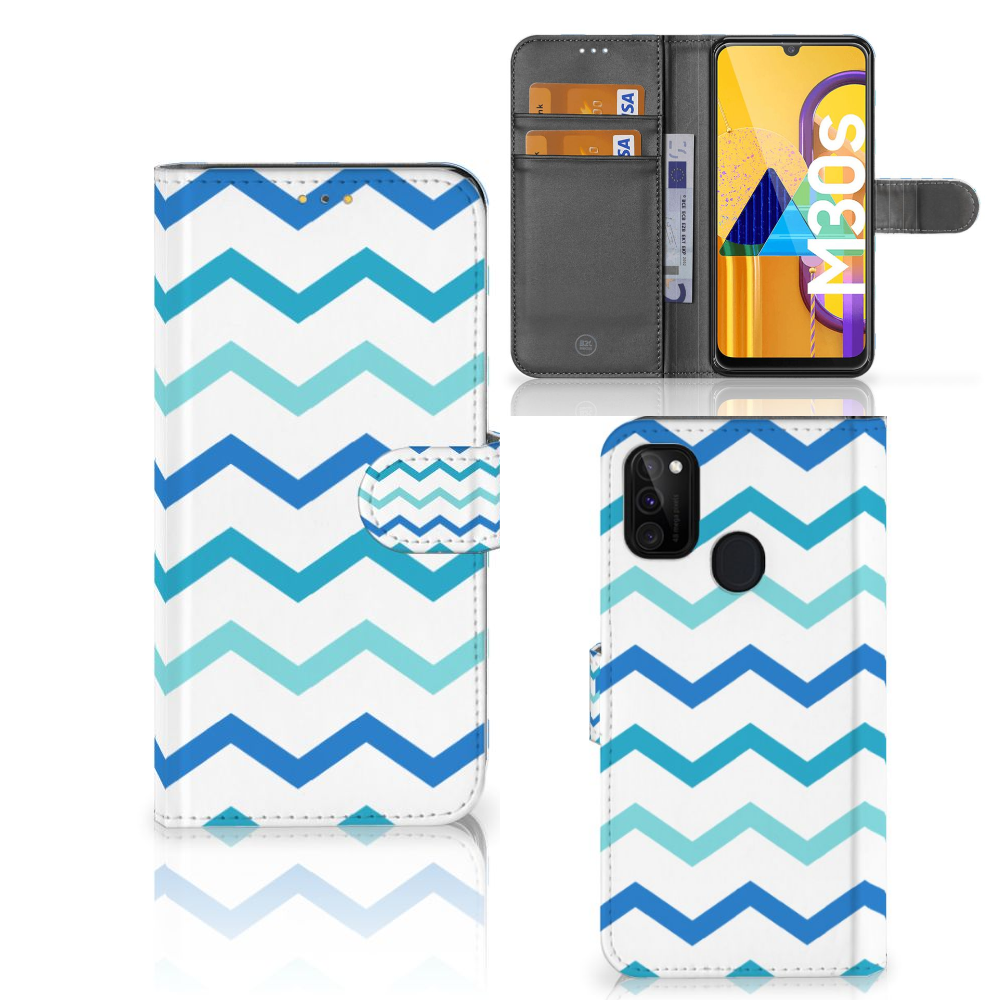 Samsung Galaxy M21 | M30s Telefoon Hoesje Zigzag Blauw