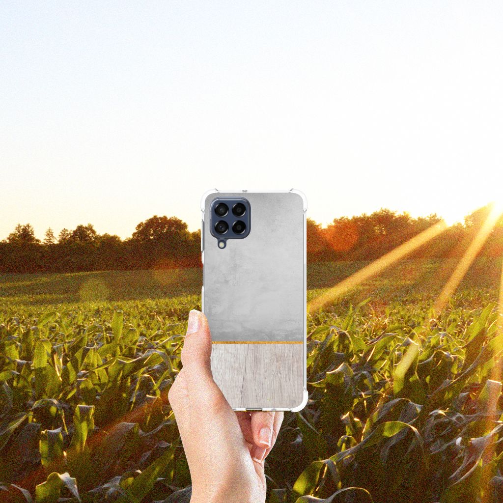 Samsung Galaxy M53 Stevig Telefoonhoesje Wood Concrete B2C Telecom