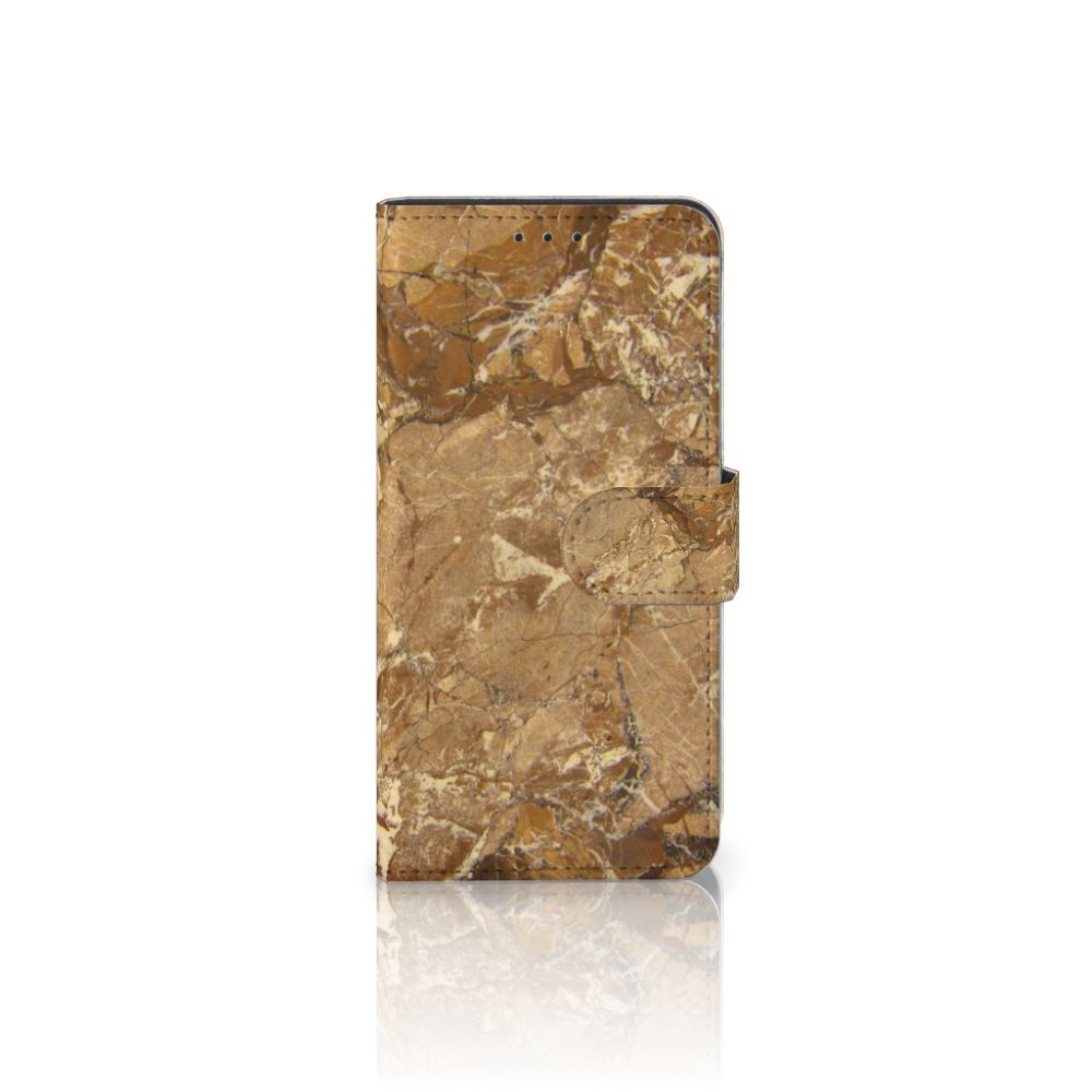 Alcatel 1B (2020) Bookcase Marmer Creme met gouden marmerdesign en TPU-siliconen bescherming.