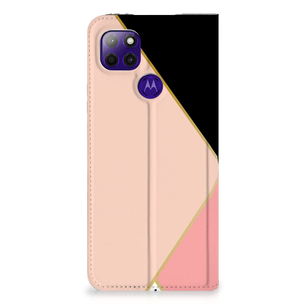 Motorola Moto G9 Power Stand Case Zwart Roze Vormen - B2C Telecom