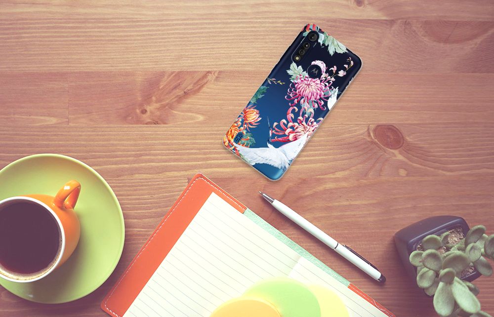 Motorola Moto G8 Power Lite TPU Hoesje Bird Flowers B2C Telecom