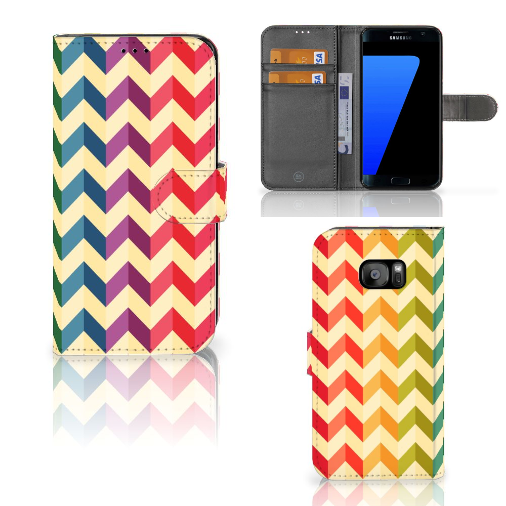 Samsung Galaxy S7 Edge Telefoon Hoesje Zigzag Multi Color