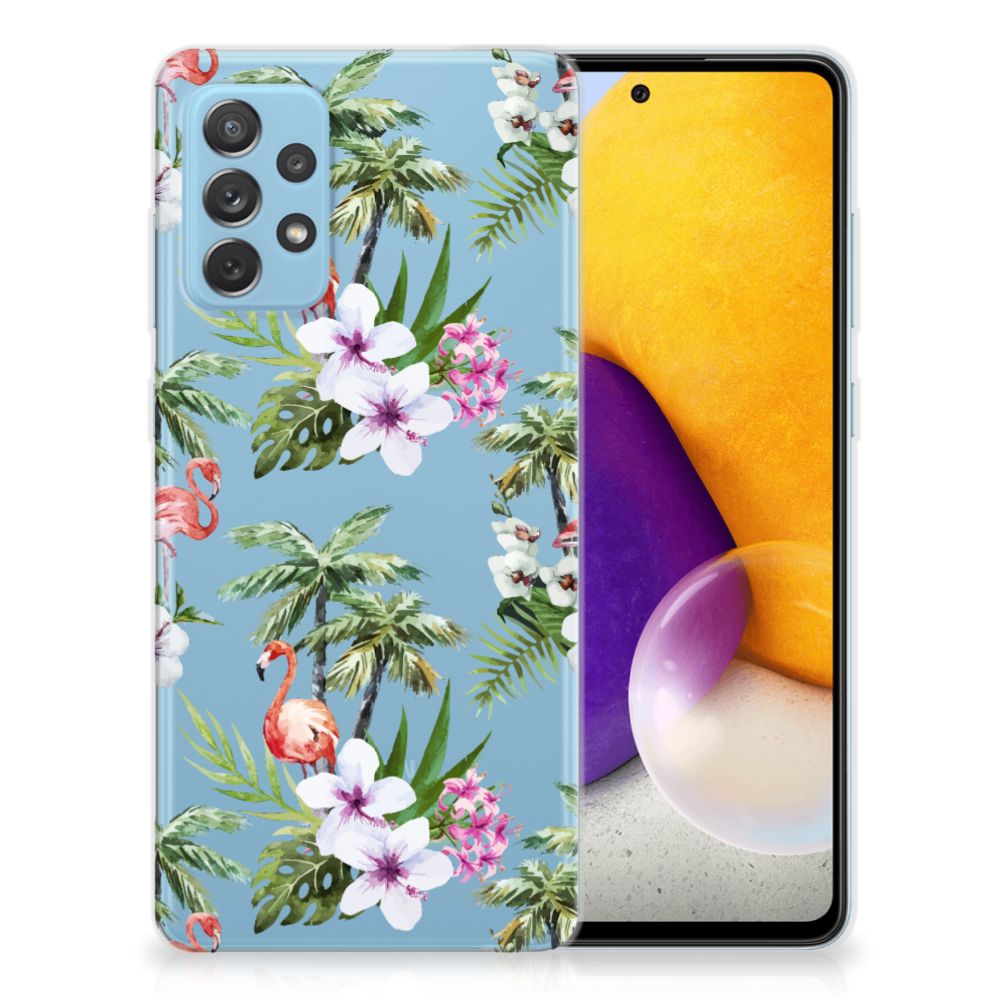 Samsung Galaxy A72 TPU Hoesje Flamingo Palms