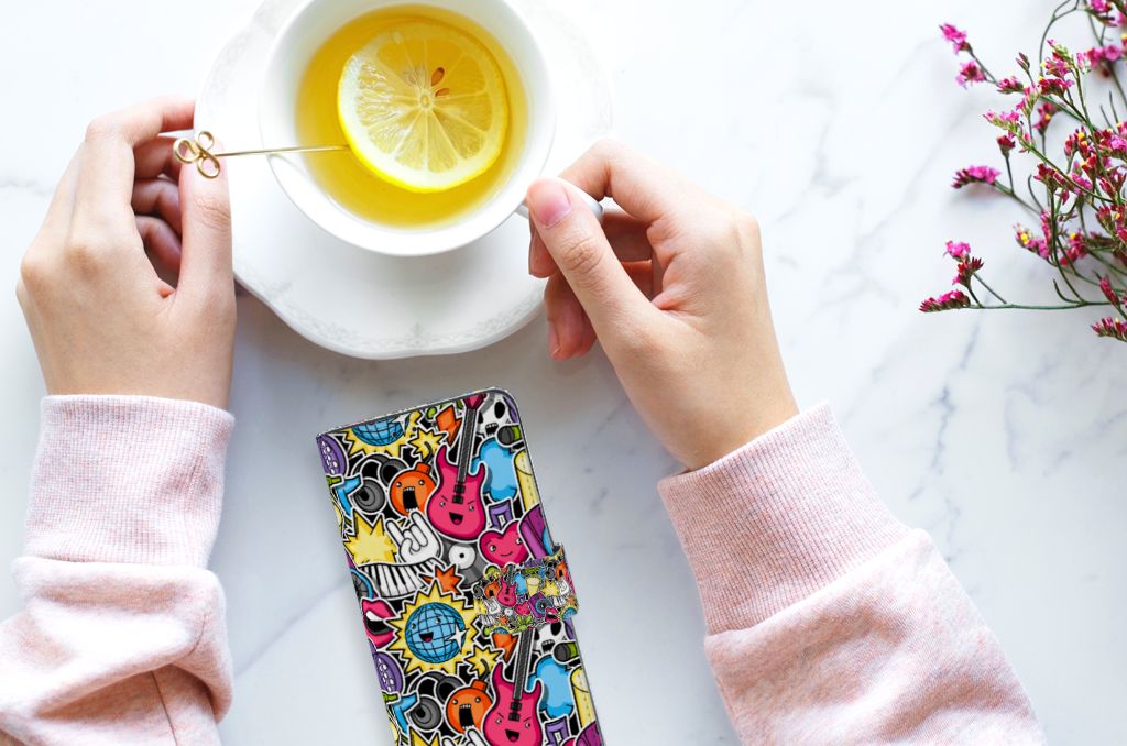 Alcatel 1S 2020 Wallet Case met Pasjes Punk Rock
