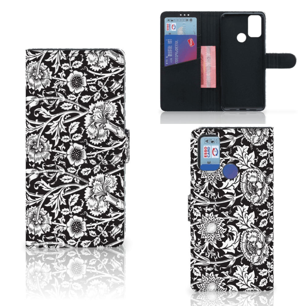 Alcatel 1S (2021) Hoesje Black Flowers