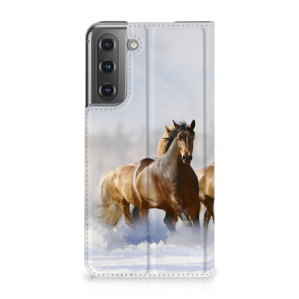 Samsung Galaxy S21 FE Hoesje maken Paarden met een prachtige paardenprint in een stand case.