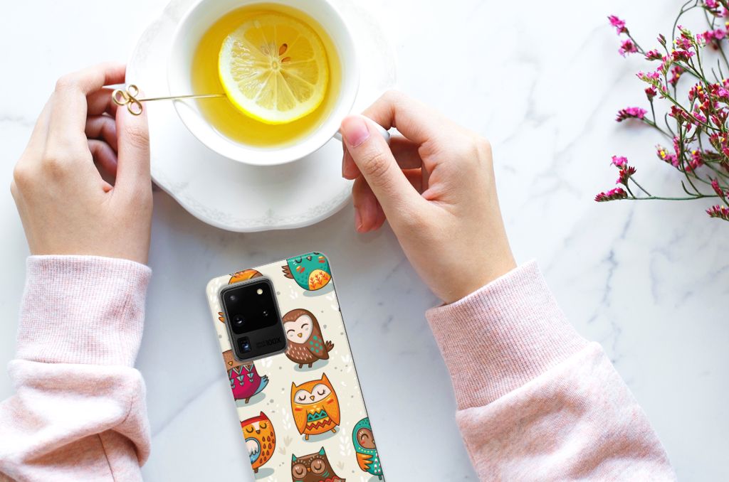 Samsung Galaxy S20 Ultra TPU Hoesje Vrolijke Uilen B2C Telecom