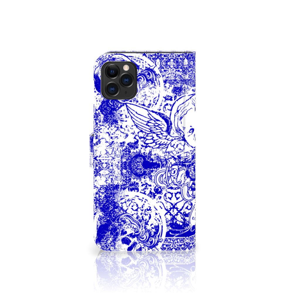 Telefoonhoesje met Naam Apple iPhone 11 Pro Max Angel Skull Blauw