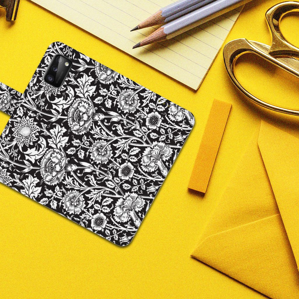Samsung Galaxy A41 Hoesje Black Flowers