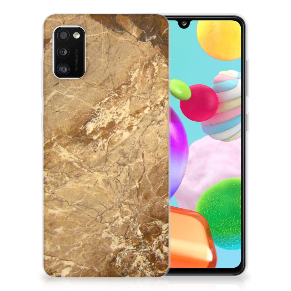 Samsung Galaxy A41 TPU Siliconen Hoesje Marmer Creme