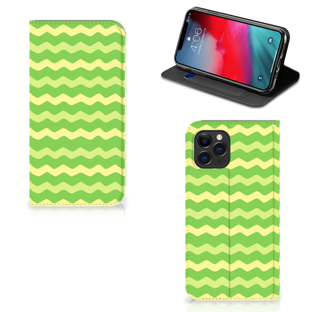 Apple iPhone 11 Pro Hoesje met Magneet Waves Green