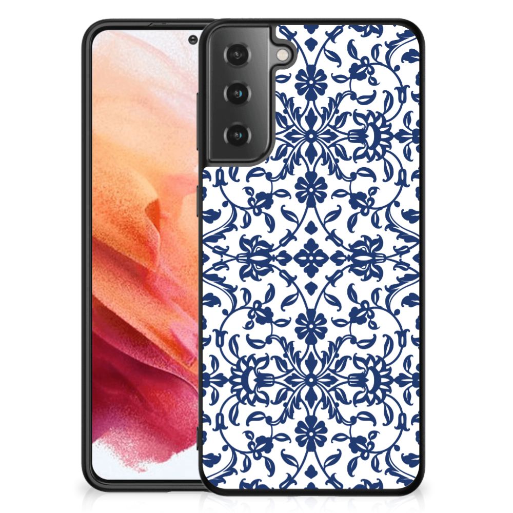 Samsung Galaxy S21 Bloemen Hoesje Flower Blue