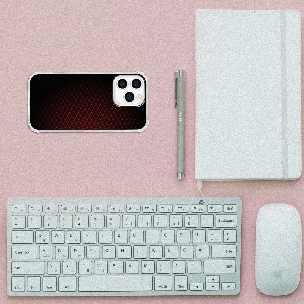 iPhone 14 Pro Doorzichtige Silicone Hoesje Geruit Rood B2C Telecom