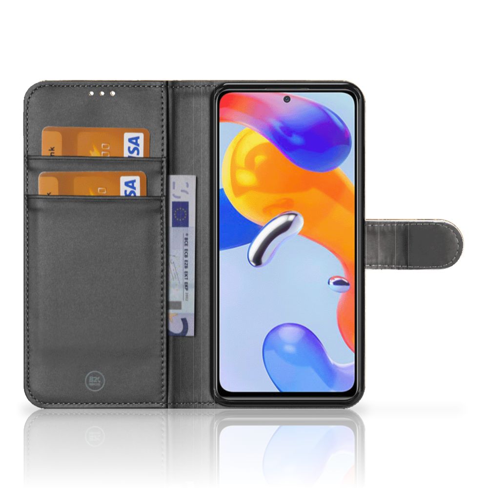 Xiaomi Redmi Note 11 Pro 5G/4G Bookcase Marmer Creme open view with cards and screen visible