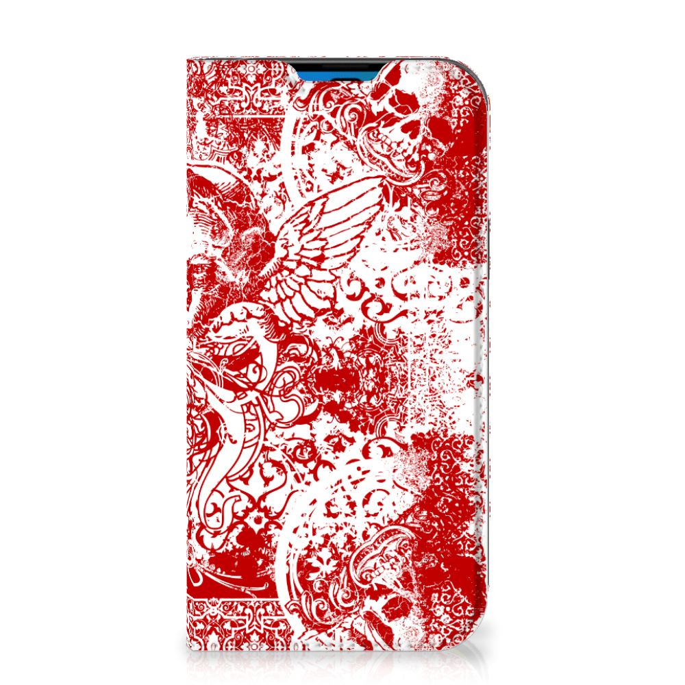 Mobiel BookCase iPhone 14 Pro Angel Skull Rood - B2C Telecom