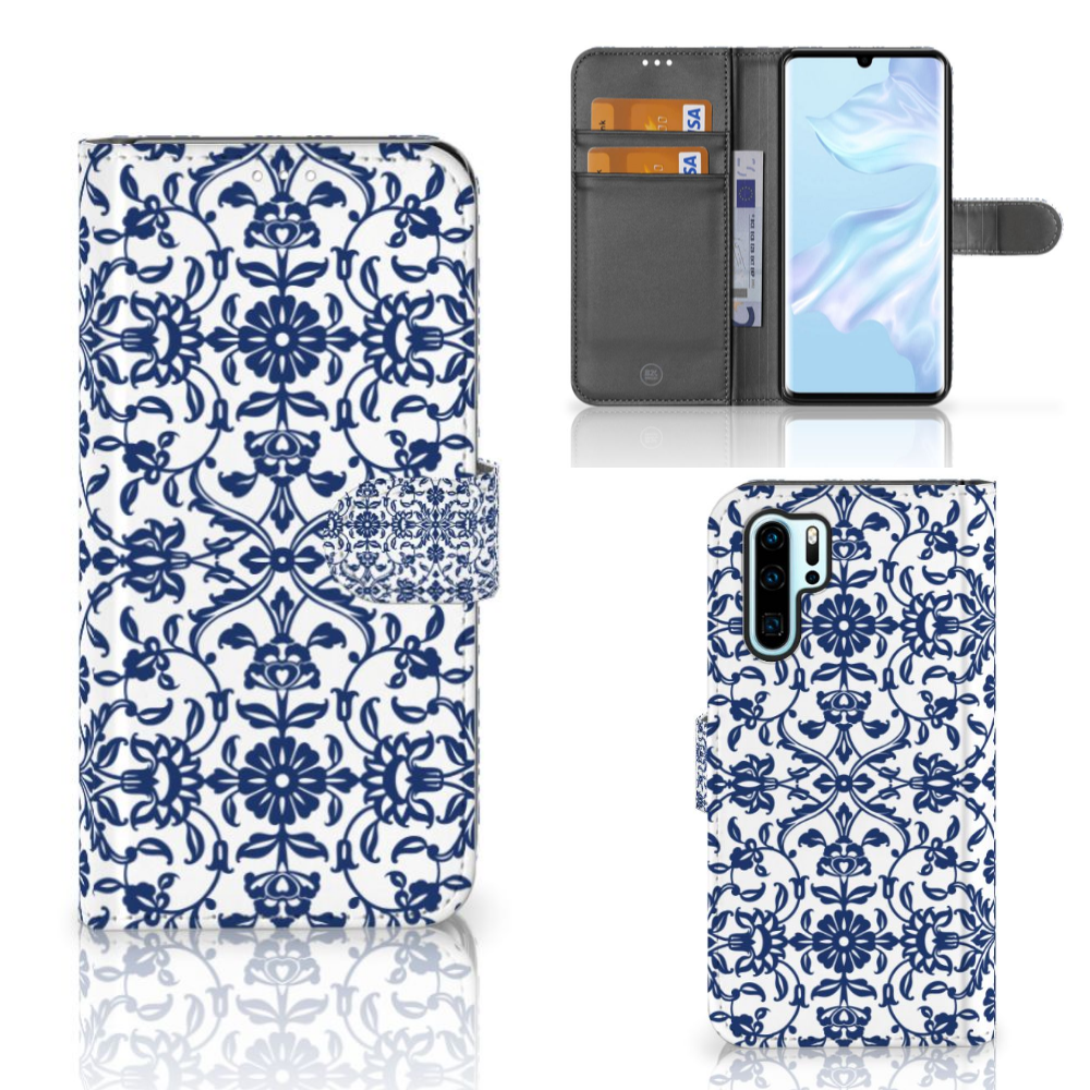 Huawei P30 Pro Hoesje Flower Blue