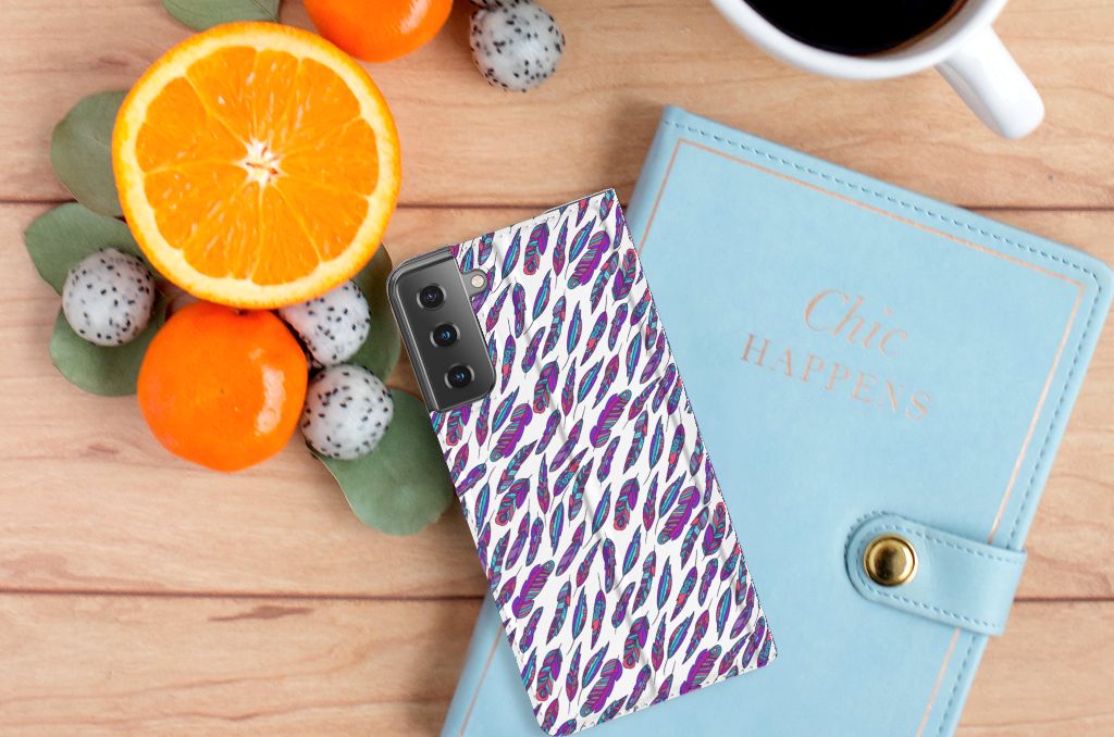 Samsung Galaxy S21 Plus Hoesje met Magneet Feathers Color - B2C Telecom