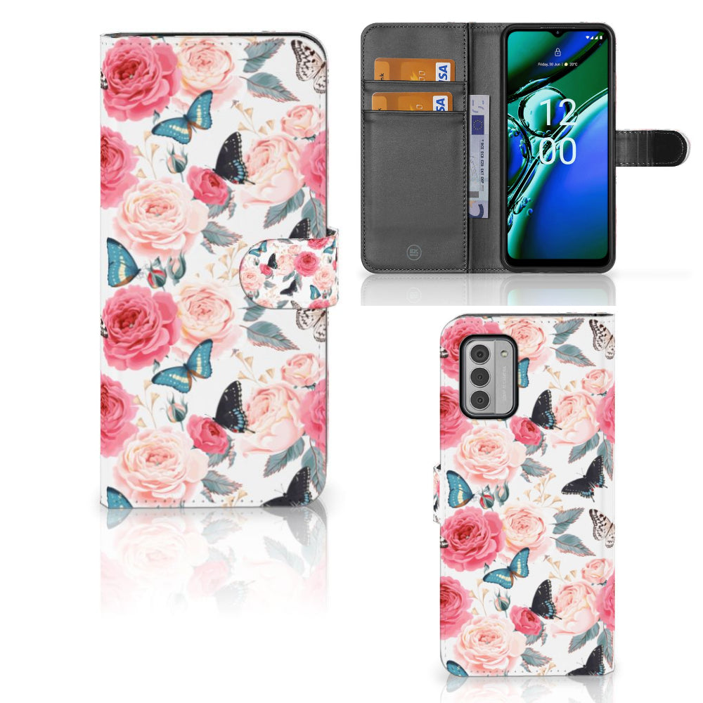 Nokia G42 Hoesje Butterfly Roses