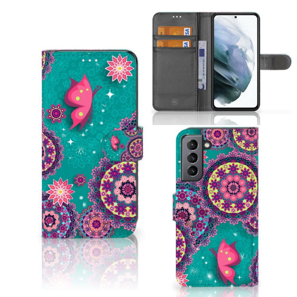 Samsung Galaxy S21 FE Hoesje Cirkels en Vlinders