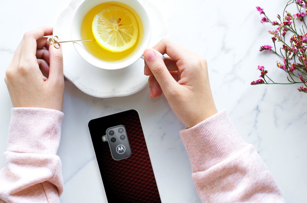 Motorola One Zoom TPU bumper Geruit Rood