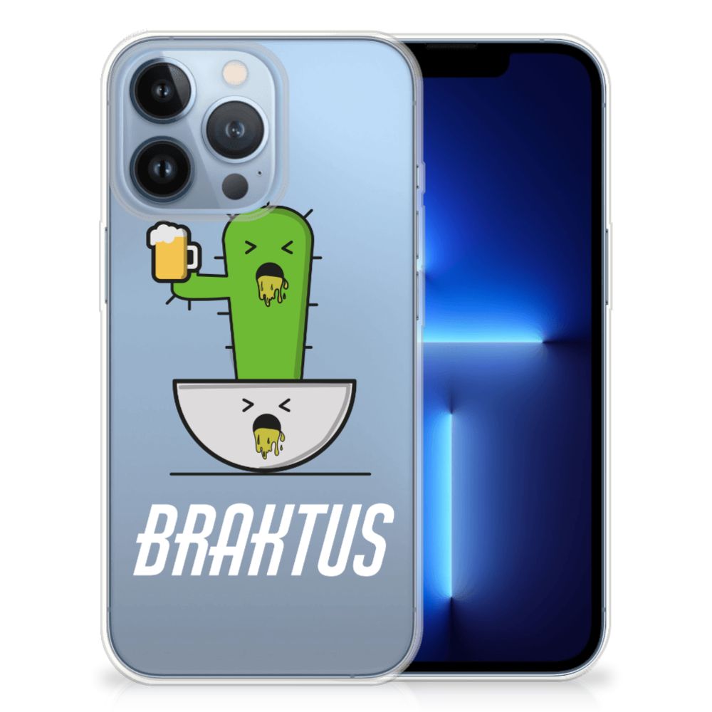 Apple iPhone 13 Pro Telefoonhoesje met Naam Braktus met cactus print en bier 🍻.