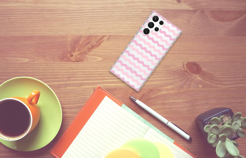 Samsung Galaxy S22 Ultra TPU bumper Waves Roze B2C Telecom