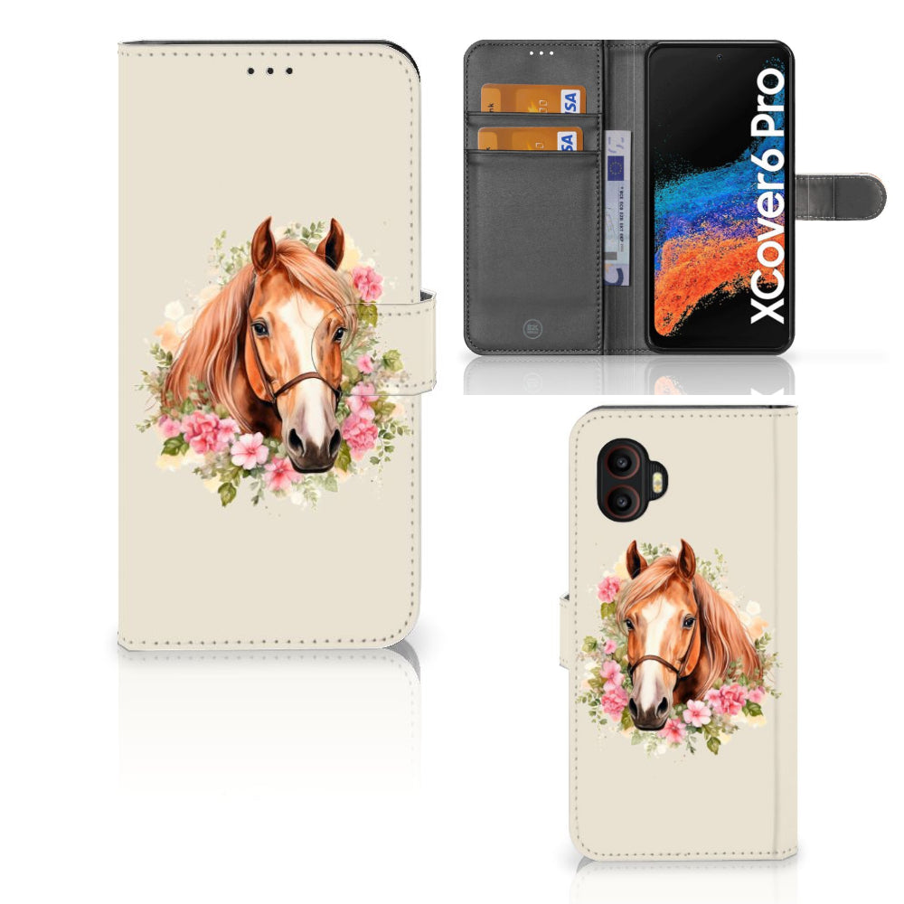 Telefoonhoesje met Pasjes voor Samsung Galaxy Xcover 6 Pro Paard