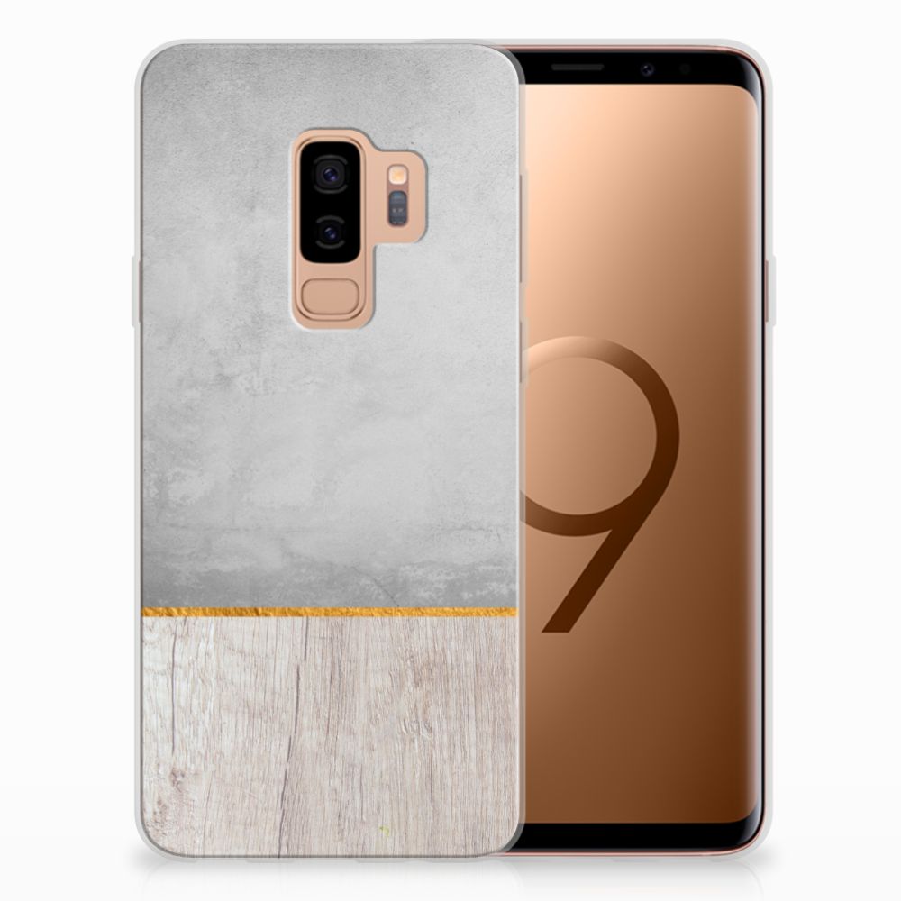 Samsung Galaxy S9 Plus Bumper Hoesje Wood Concrete