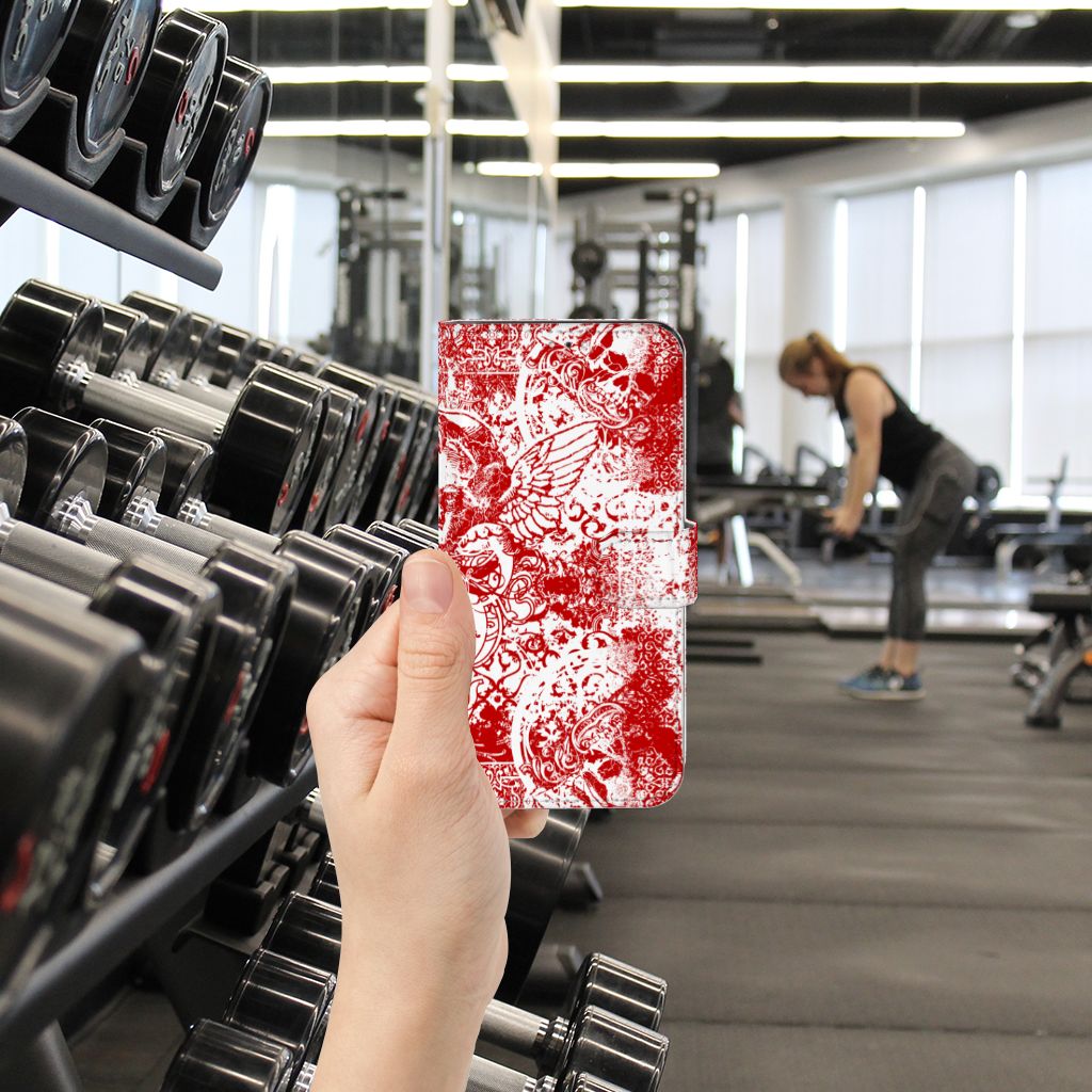Telefoonhoesje met Naam Samsung Galaxy A33 5G Angel Skull Rood