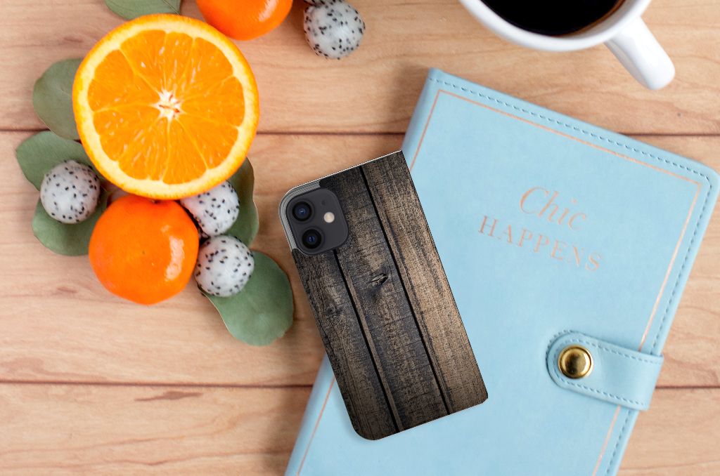 iPhone 12 Mini Book Wallet Case Steigerhout - B2C Telecom