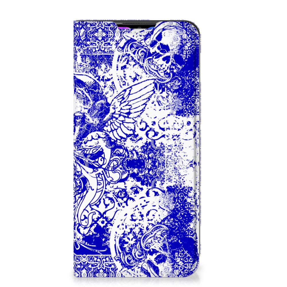 Mobiel BookCase Xiaomi Redmi 9 Angel Skull Blauw - B2C Telecom