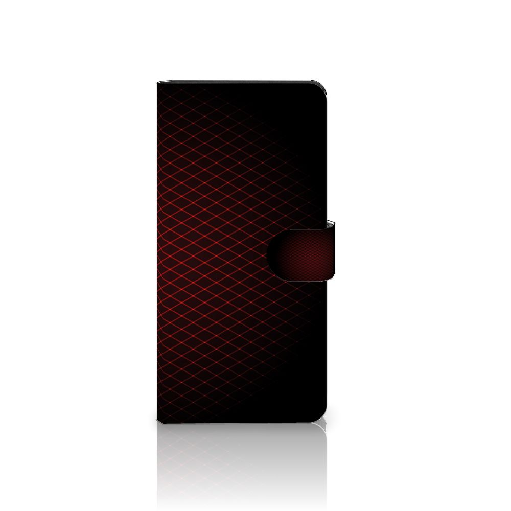 Samsung Galaxy S24 Ultra Telefoon Hoesje Geruit Rood met minimalistisch ontwerp en ruimte voor 3 pasjes.