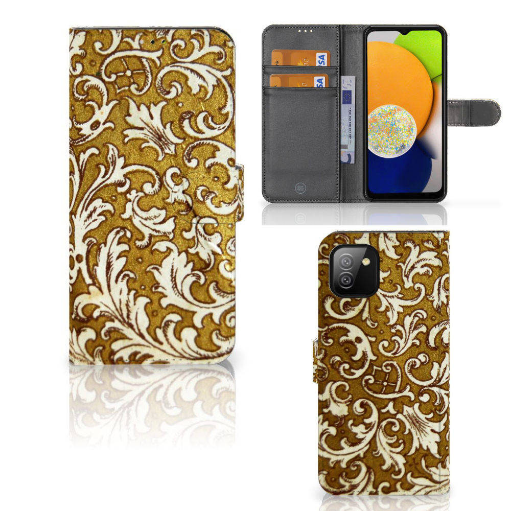 Wallet Case Samsung Galaxy A03 Barok Goud