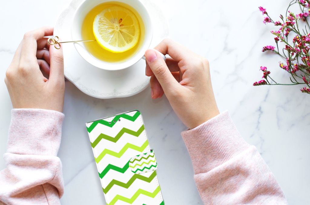 Sony Xperia XZ1 Telefoon Hoesje Zigzag Groen