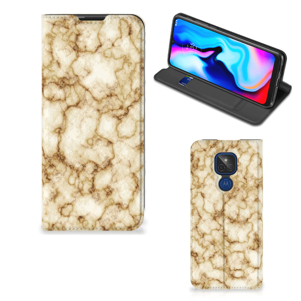 Motorola Moto G9 Play Standcase Marmer Goud - B2C Telecom