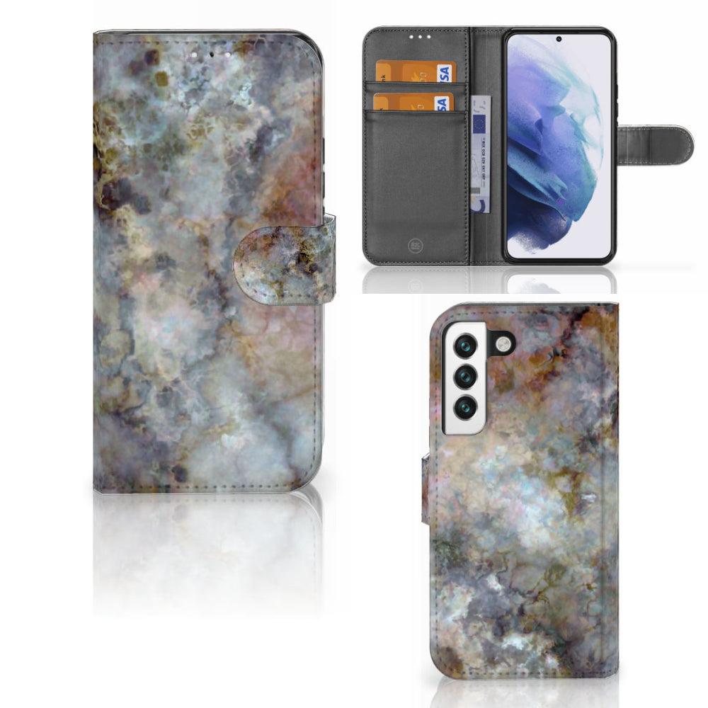 Samsung Galaxy S22 Bookcase Marmer Grijs