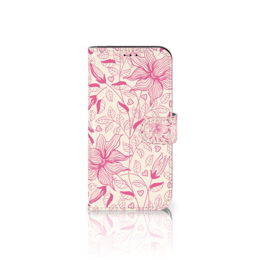 iPhone 13 Pro Hoesje Pink Flowers met mooie roze bloemenprint en sluiting voor optimale bescherming 🌸.