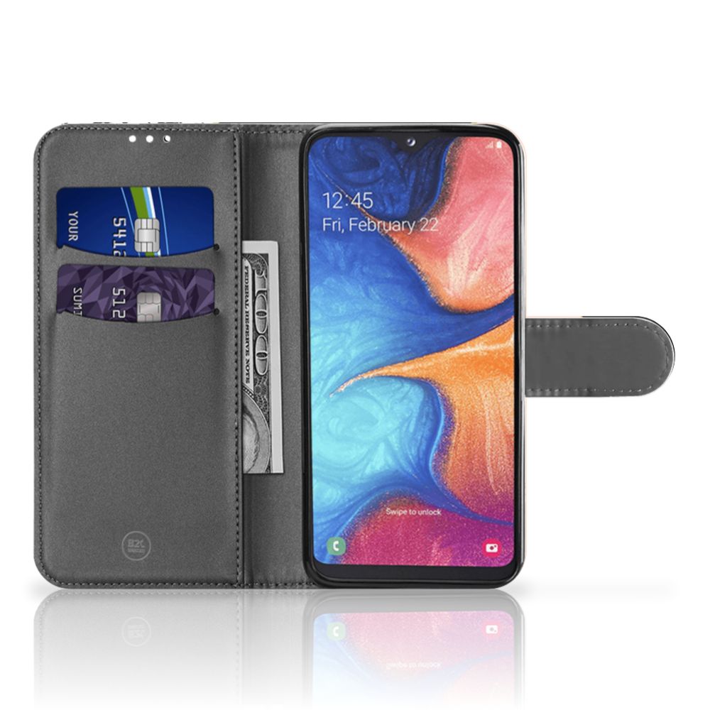 Samsung Galaxy A20e Book Case Zwart Roze Vormen