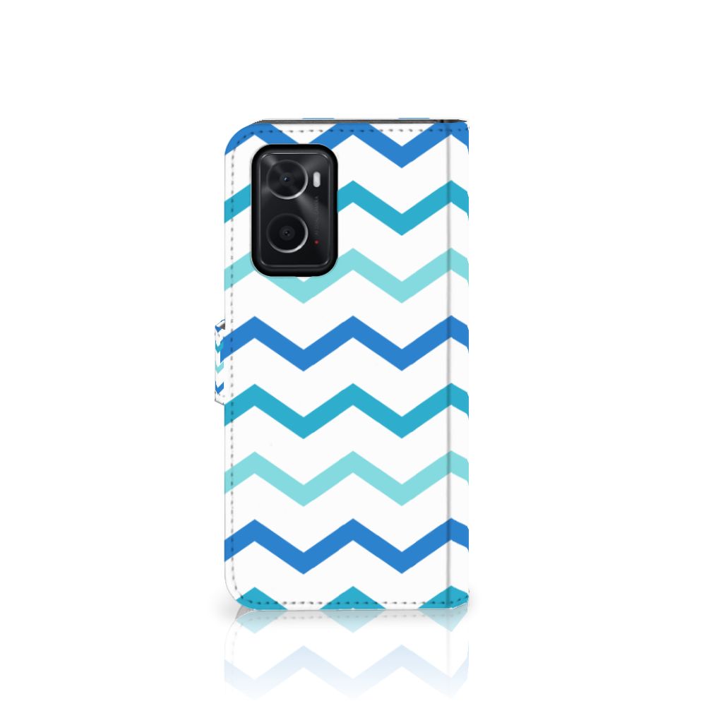 OPPO A76 | A96 Telefoon Hoesje Zigzag Blauw