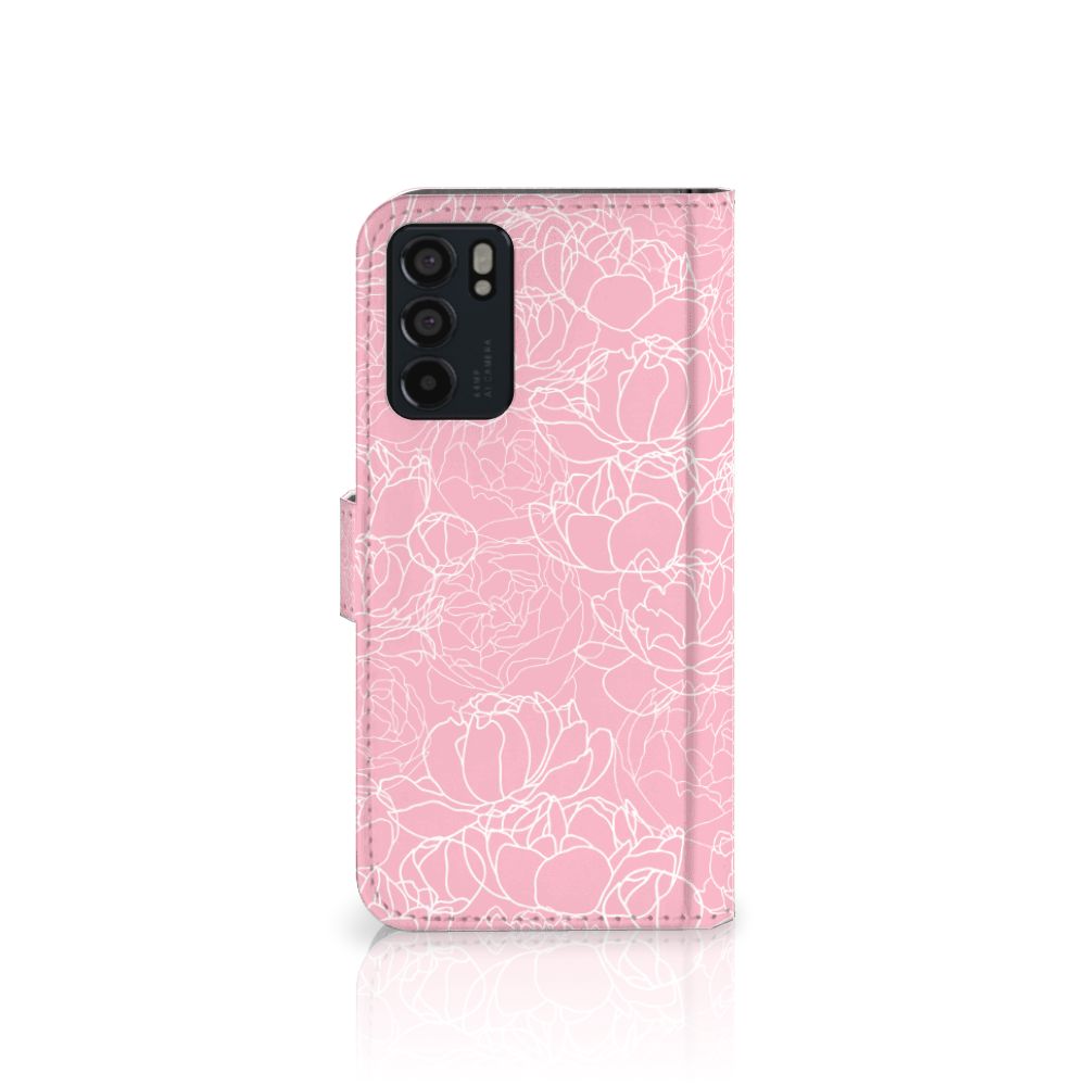 OPPO Reno6 5G Hoesje White Flowers
