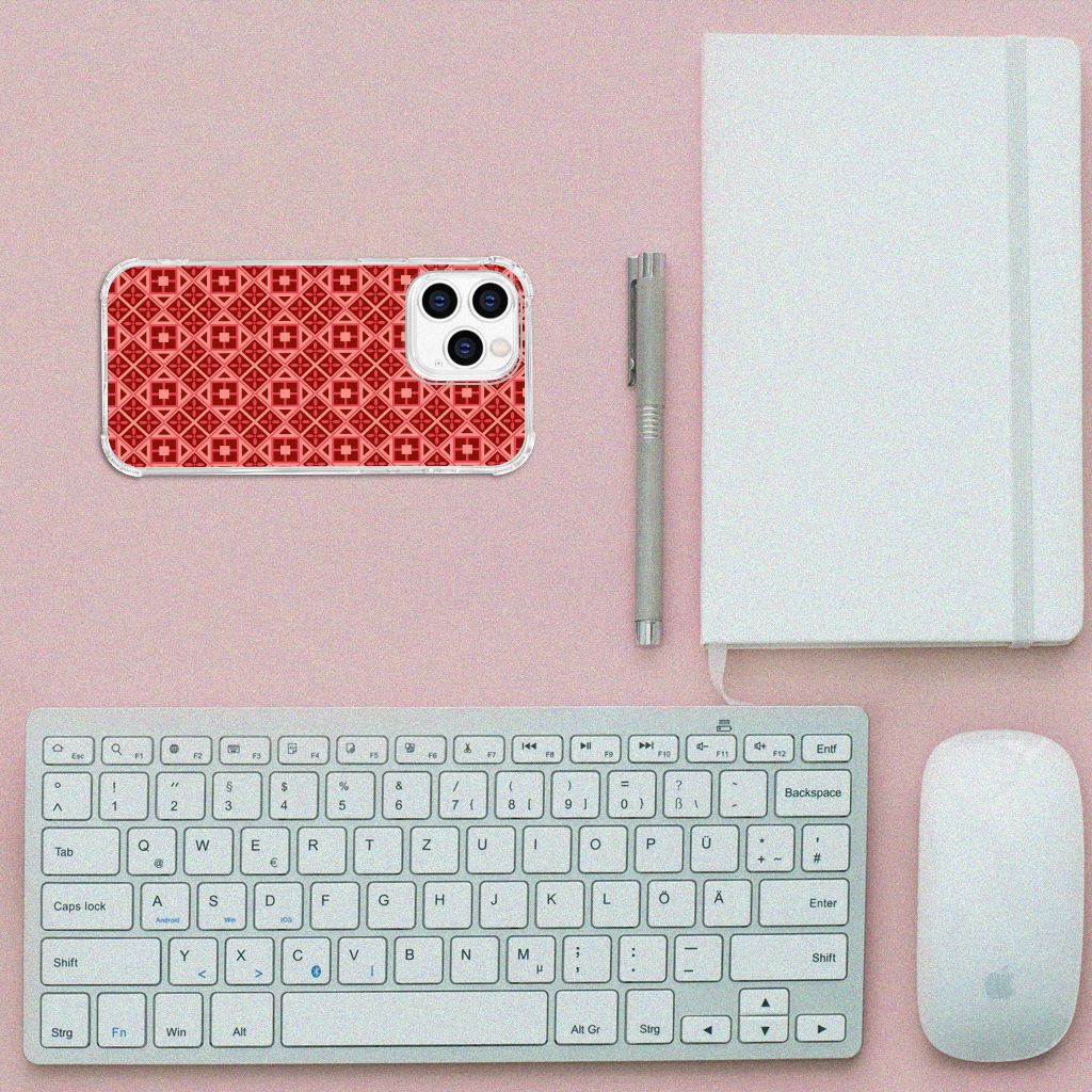 iPhone 14 Pro Doorzichtige Silicone Hoesje Batik Rood B2C Telecom