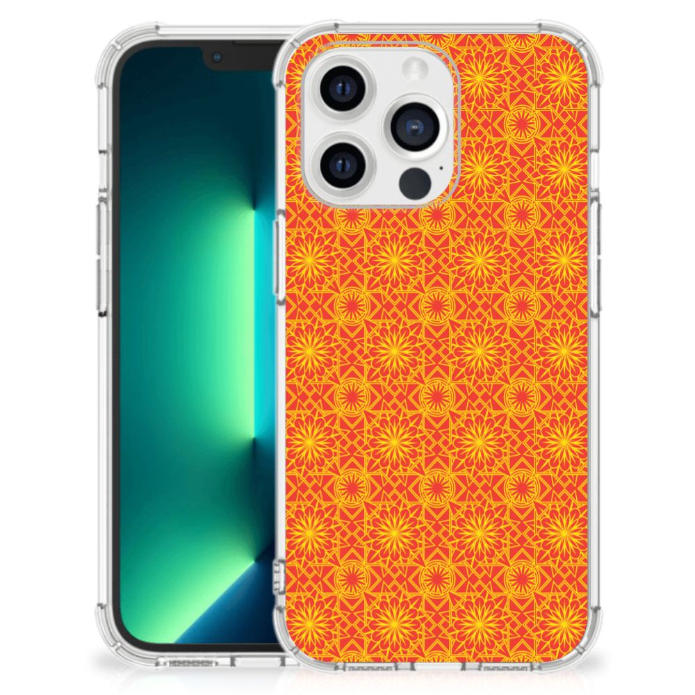 iPhone 13 Pro Max Doorzichtige Silicone Hoesje Batik Oranje - B2C Telecom