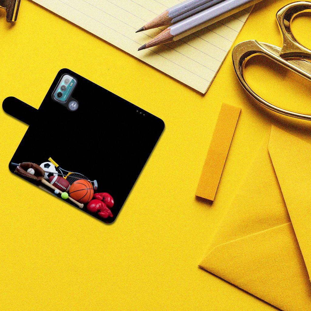 Motorola Moto G60 Wallet Case met Pasjes Sports met sportieve ontwerpen en diverse sportaccessoires.