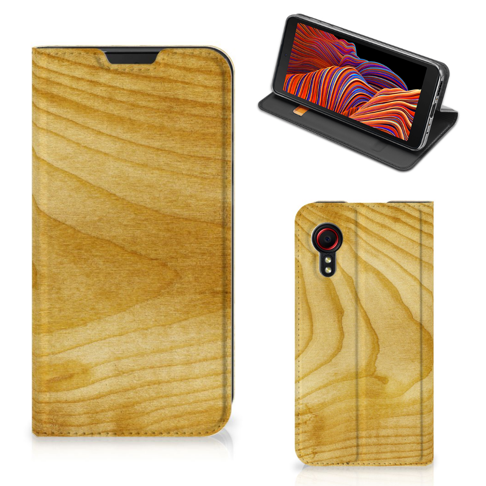 Samsung Galaxy Xcover 5 Book Wallet Case Licht Hout - B2C Telecom