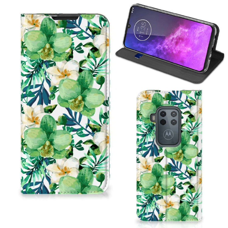 Motorola One Zoom Smart Cover Orchidee Groen