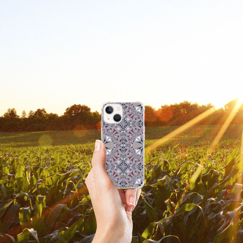 iPhone 13 mini Anti-Shock Hoesje Flower Tiles - B2C Telecom