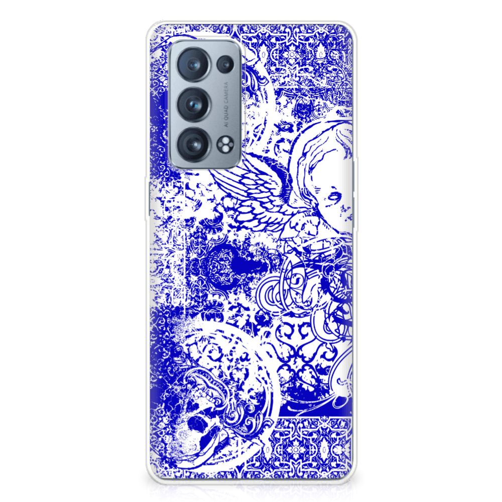 Silicone Back Case OPPO Reno 6 Pro Plus 5G Angel Skull Blauw B2C Telecom