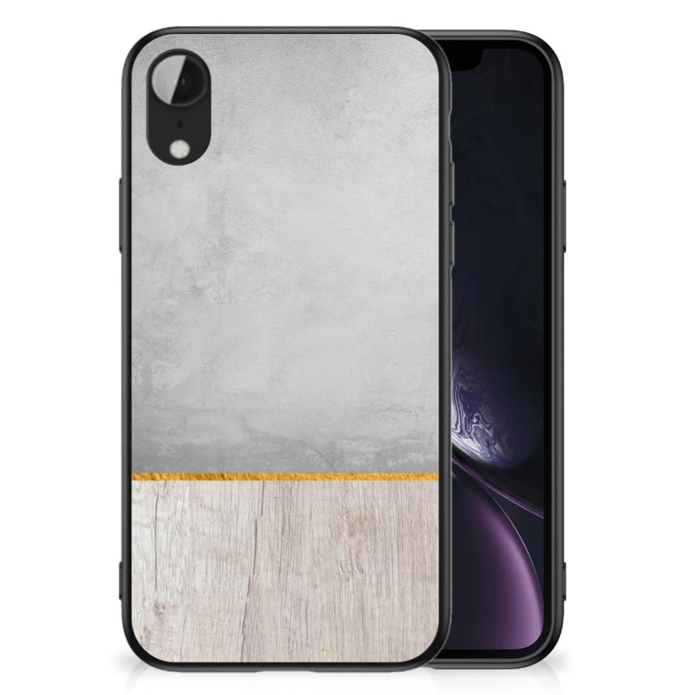 Apple iPhone XR Houten Print Telefoonhoesje Wood Concrete