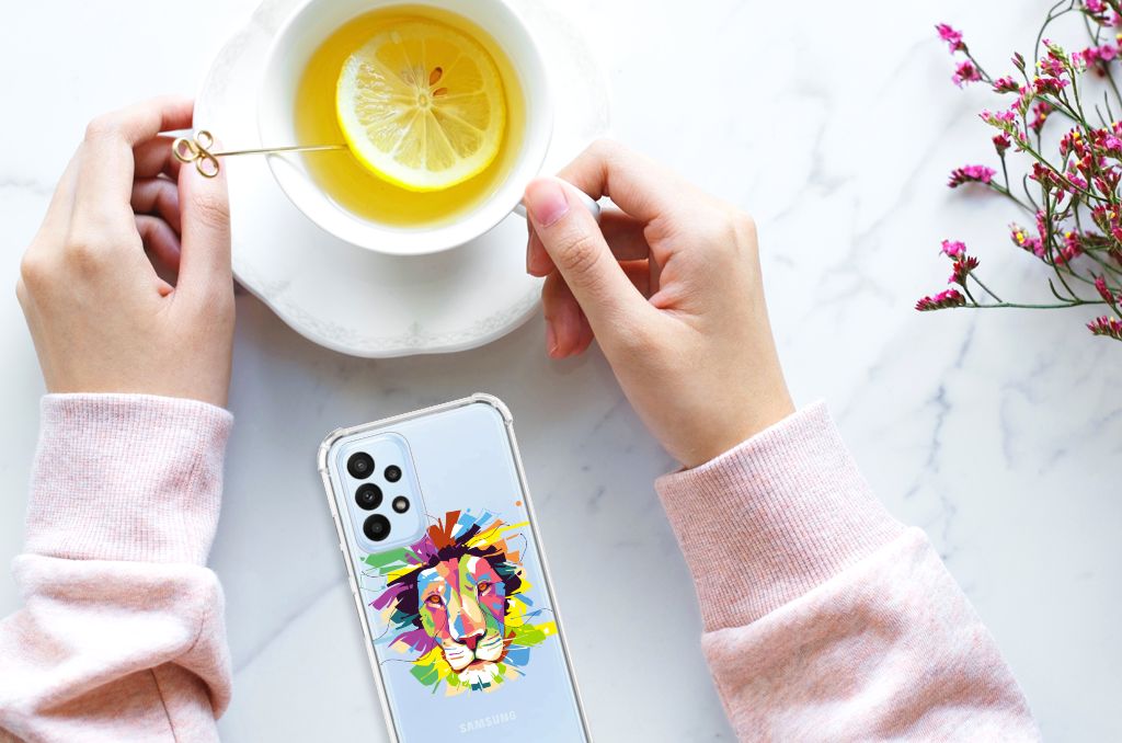 Samsung Galaxy A23 Stevig Bumper Hoesje Lion Color - B2C Telecom